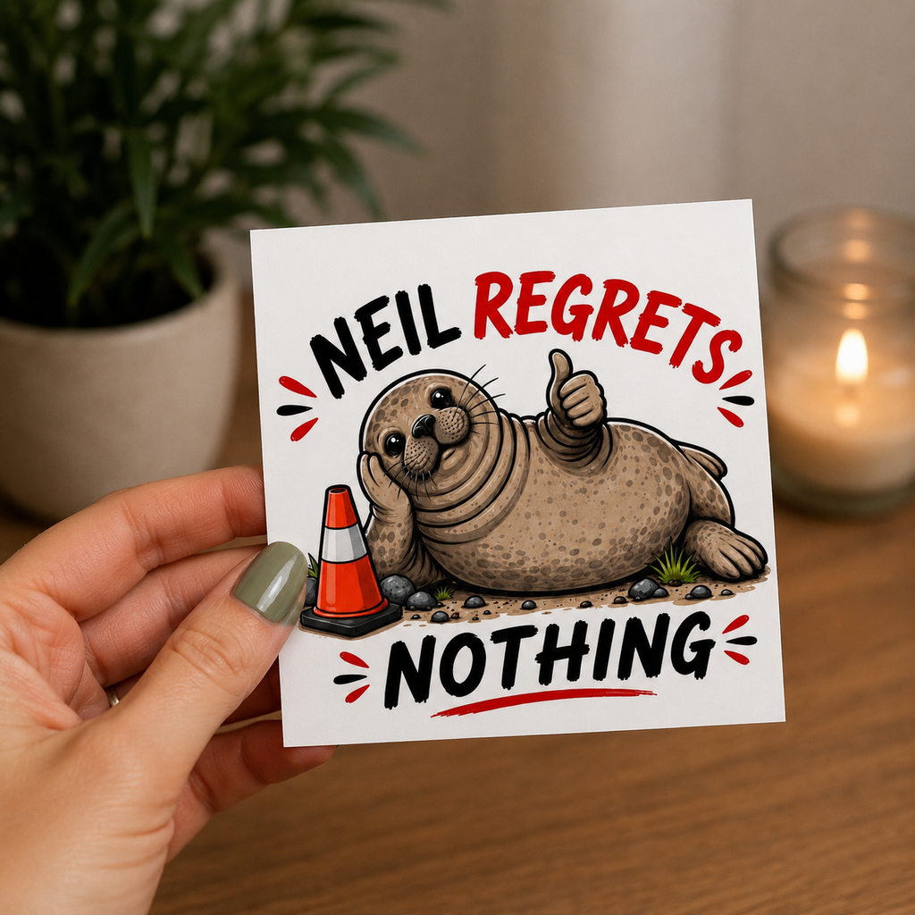 Neil Regrets Nothing - Neil The Seal Sticker